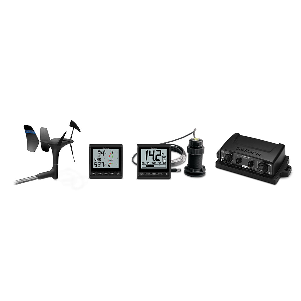 Garmin GNX Wired Sail Pack 52 with GNX Wind, GNX 20 instruments, gWind transducer, and Airmar DST810 thru-hull smart transducer