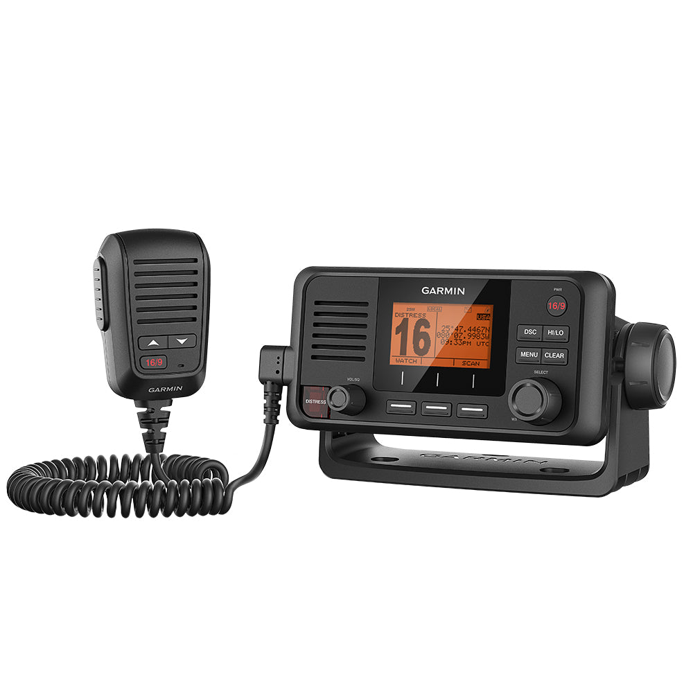 Garmin VHF 115 fixed-mount marine VHF radio with DSC and built-in GPS