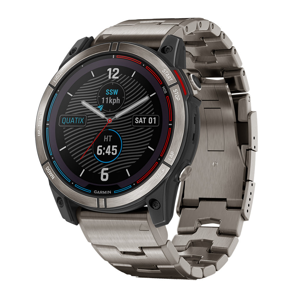 Garmin quatix 7 Solar Edition marine GPS smartwatch with stainless steel bezel and always-on display