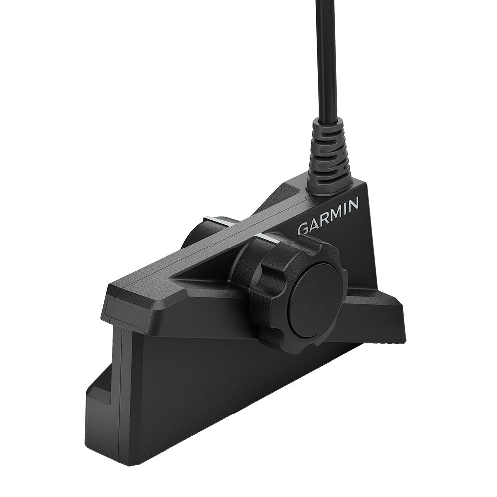 Garmin LiveScope Plus LVS34 transducer with perspective mount and trolling motor barrel mount