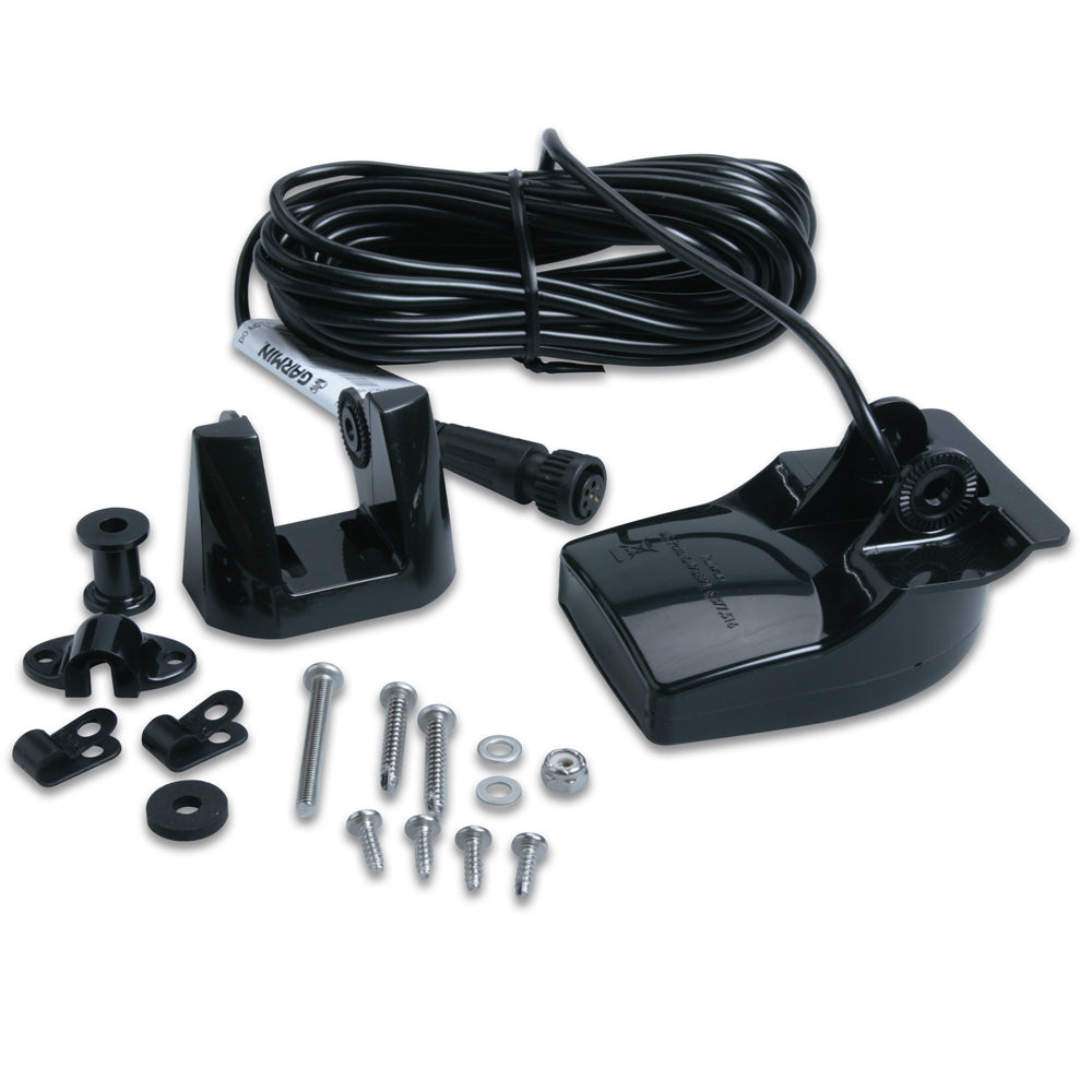 Garmin 200/50 kHz plastic transom mount transducer with 6-pin connector for depth and temperature sensing