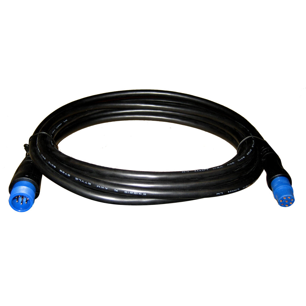 Garmin 8-pin transducer extension cable 30 feet coiled on white background