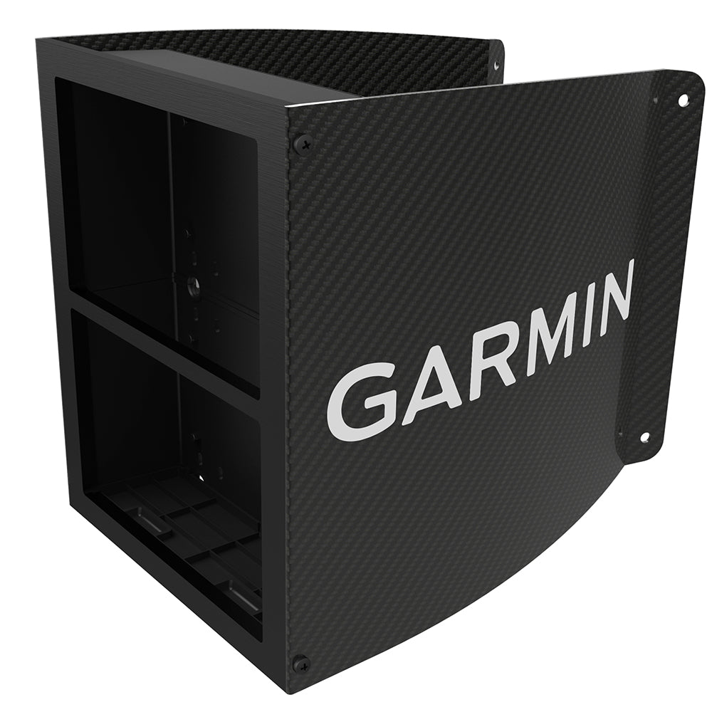 Garmin carbon fiber mast bracket holding two GNX 120 instrument displays on sailboat mast