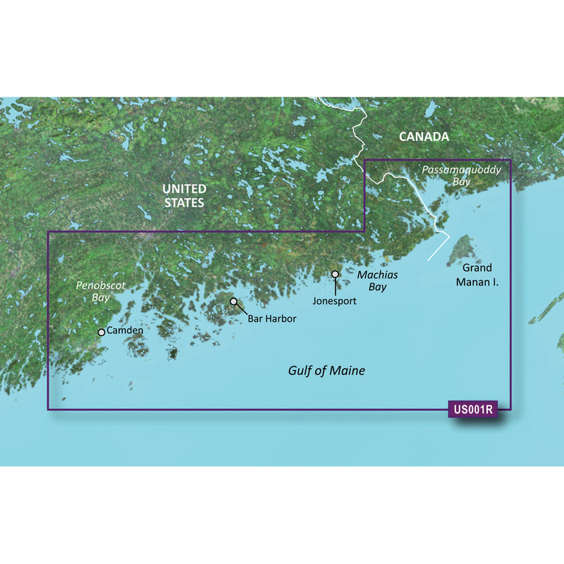 Garmin BlueChart g3 Vision HD VUS001R North Maine microSD SD chart card covering Bar Harbor and Penobscot Bay