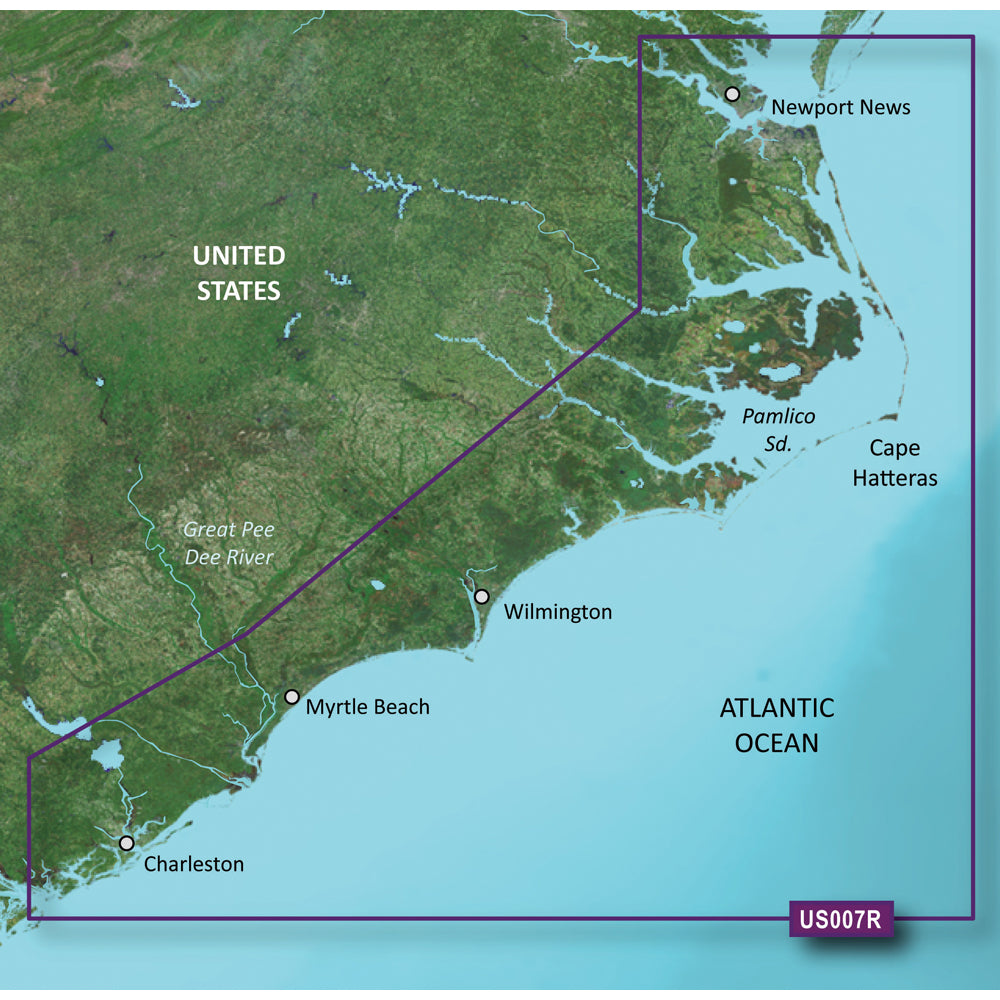 Garmin BlueChart g3 Vision HD VUS007R microSD SD chart card Norfolk to Charleston covering Pamlico Sound Cape Lookout Cape Romain