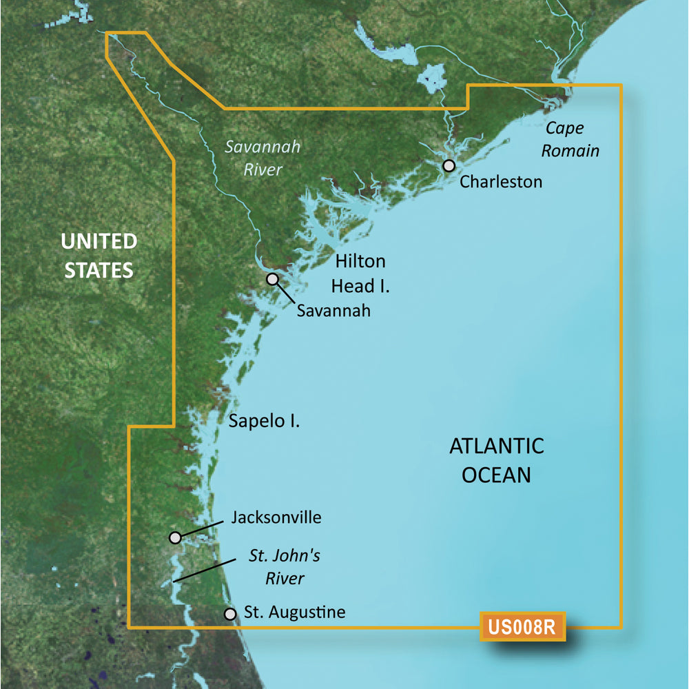 Garmin BlueChart g3 Vision HD VUS008R microSD SD chart card Charleston to Jacksonville coastal coverage