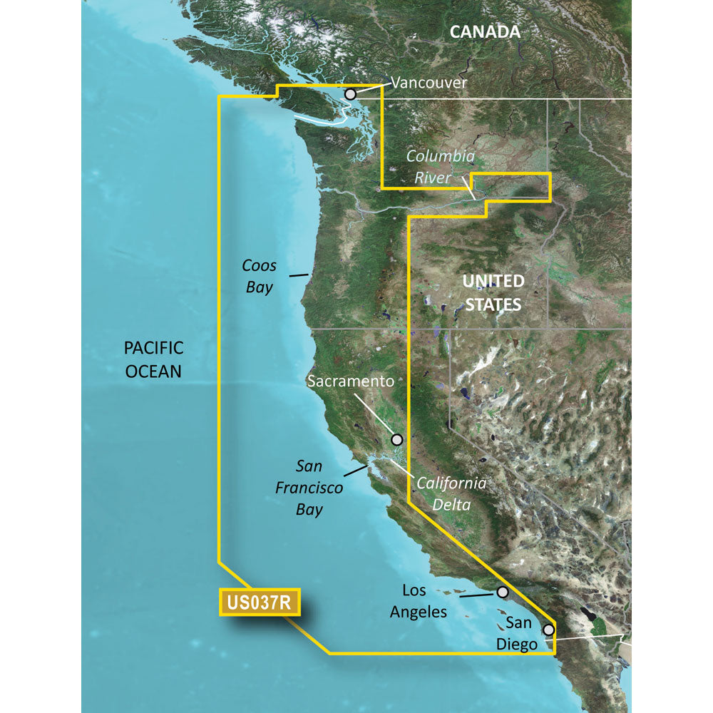 Garmin BlueChart g3 Vision HD VUS037R microSD SD chart card Vancouver to San Diego West Coast