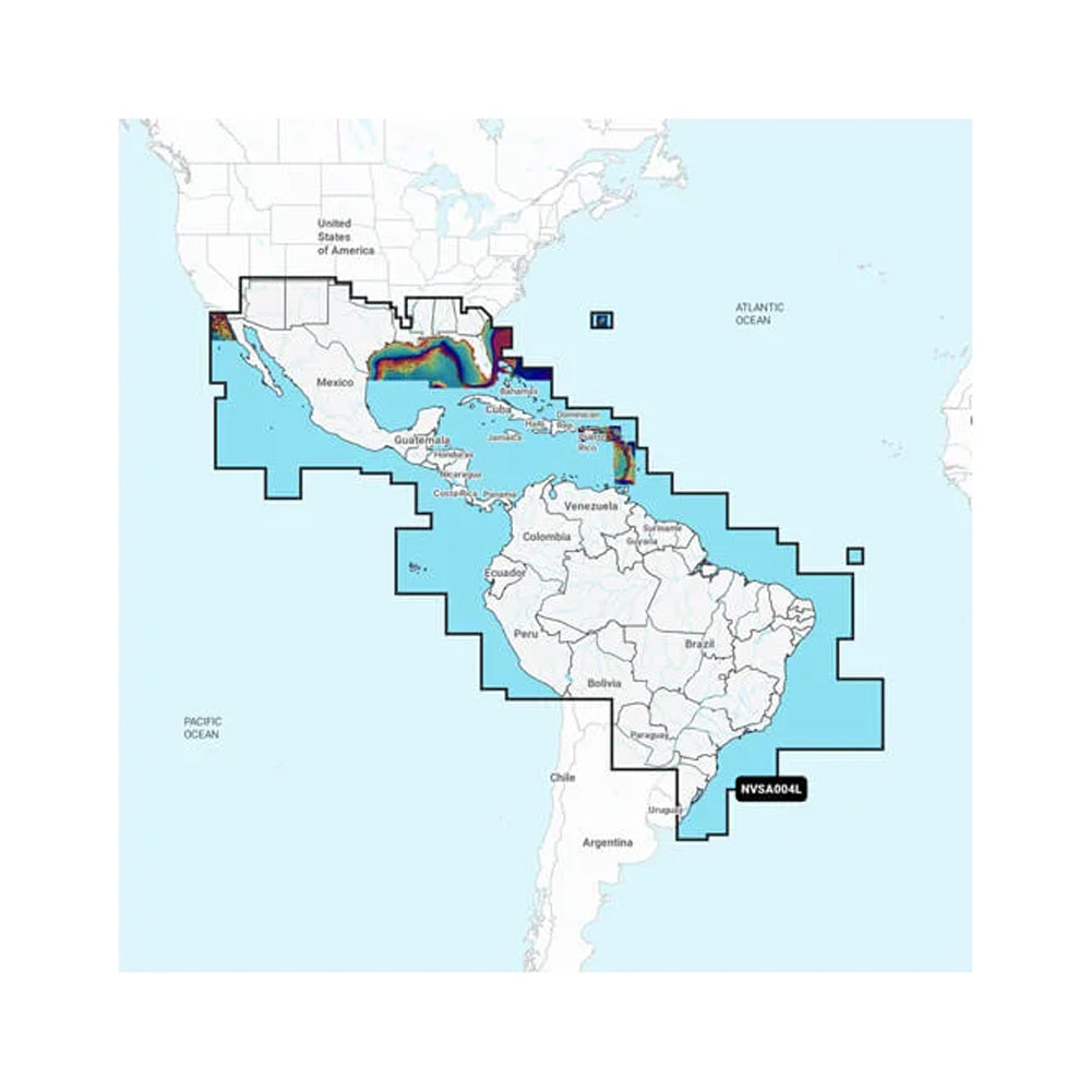 Garmin Navionics Vision+ NVSA004L Mexico Caribbean to Brazil inland coastal marine chart card