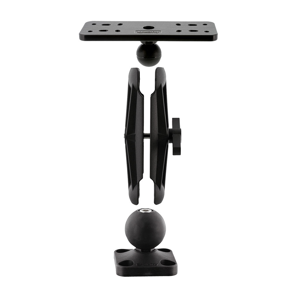 Scotty 160 1.5 inch ball mounting system for 7-9 inch fish finder screens with arms, top plate, and base