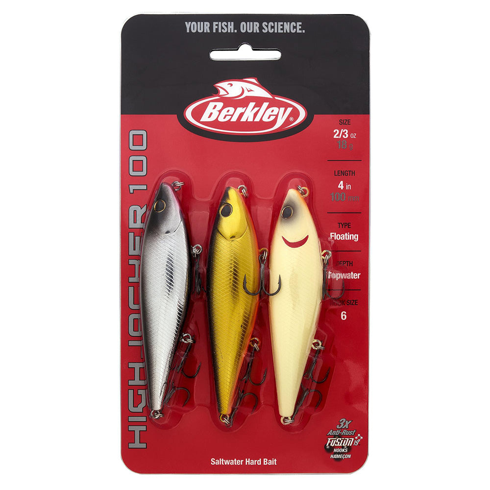Berkley HighJacker Saltwater Pro Pack Kit Size 100 – 3-pack topwater walking lures with Fusion19 hooks