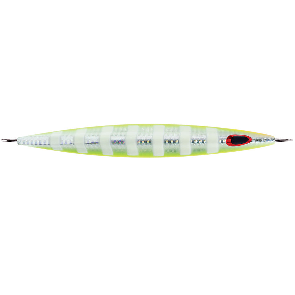 Williamson Kensaki 280 Jig 7.25 inch 9-7/8oz UV Chartreuse Glow Zebra slow-pitch fishing jig