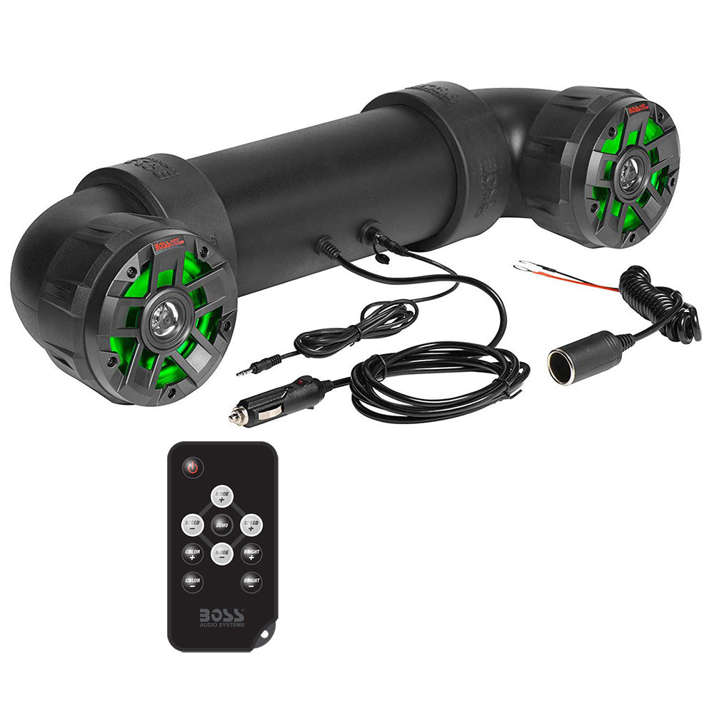 Boss Audio UTV4BRGB amplified all-terrain sound system with 4-inch marine speakers and 1-inch black tweeters