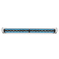 Hella Marine Sea Hawk-470 Pencil Beam Light Bar with blue edge light and white Grilamid housing on polished stainless steel bracket
