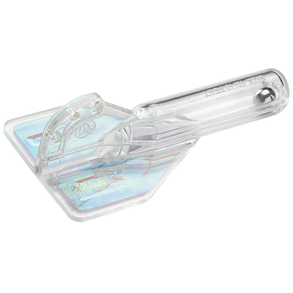 Luhr-Jensen 30 ft Jet Diver diving planer in Clear UV Moon Jelly, 4 inch body with UV-bright finish