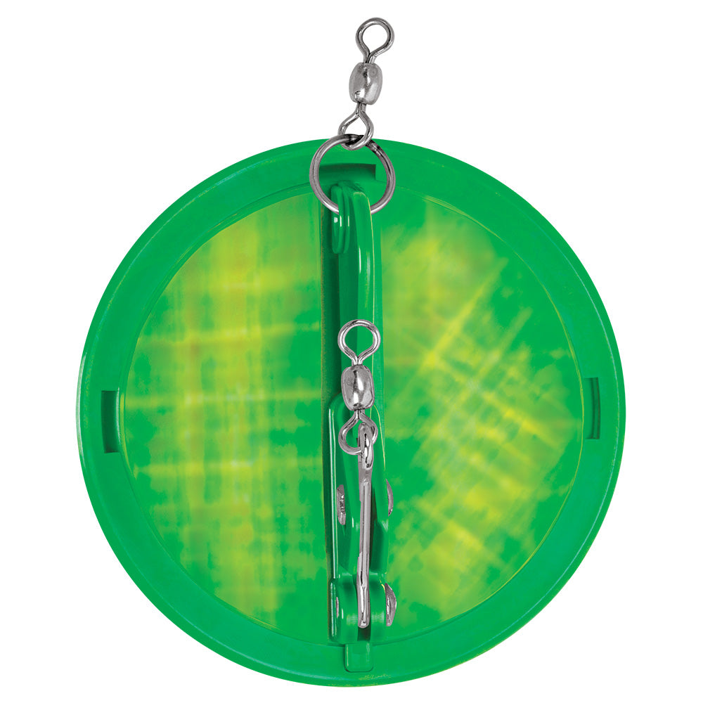 Luhr-Jensen 3-1/4 inch Dipsy Diver Kelly Green Silver Bottom Moon Jelly trolling planer