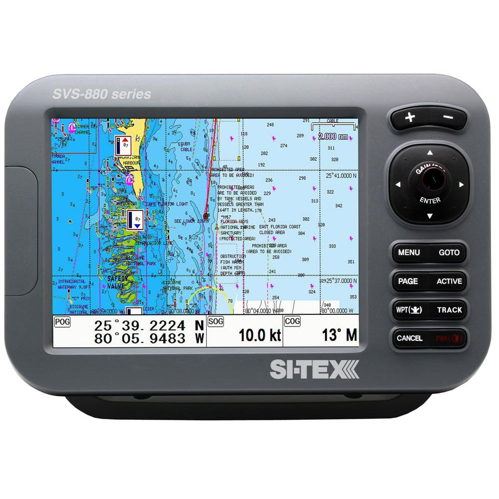 SI-TEX SVS-880CFE+ 8-inch color LCD GPS chartplotter with dual-frequency 600W sonar and C-MAP 4D card
