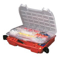 Plano Double-Cover Lockjaw Organizer with clear lids, adjustable compartments, and molded carry handle