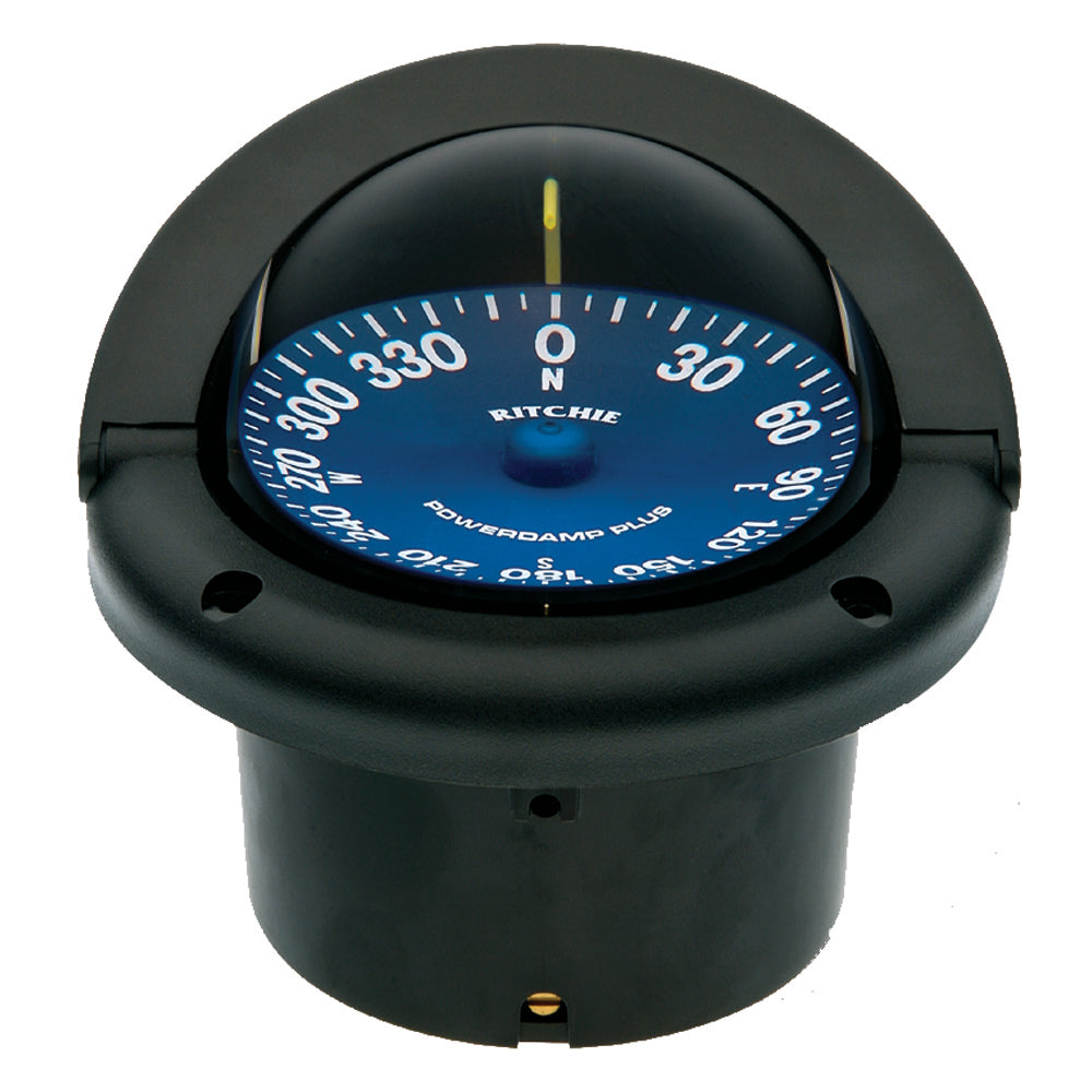 Ritchie SS-1002 SuperSport flush-mount compass in black with blue PowerDamp Plus dial and white numerals