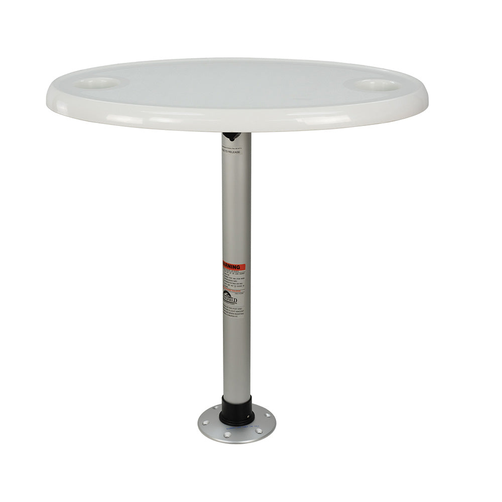 Springfield Thread-Lock Electrified Oval Table Package with RGB LED lights and USB ports, white 30x18 tabletop with cup holders
