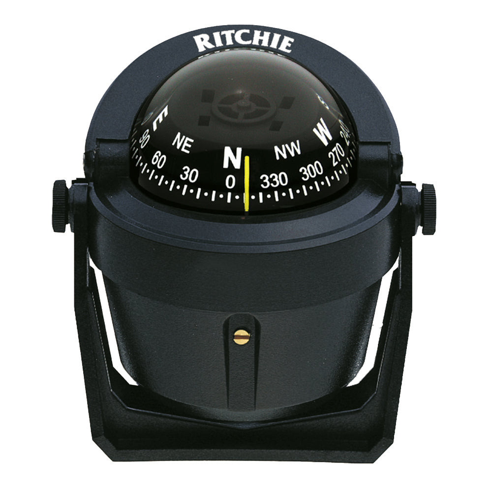 Ritchie B-51 Explorer bracket-mount compass in black with 2 3/4 inch direct-reading dial and movable sun shield