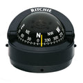 Ritchie S-53 Explorer black surface-mount compass with 2 3/4 inch direct-reading dial and green night illumination