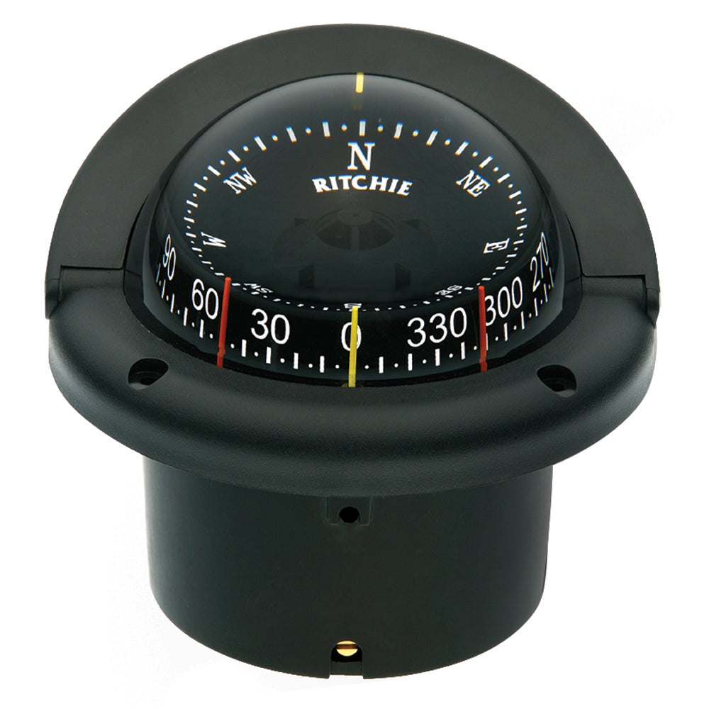 Ritchie HF-743 Helmsman CombiDial flush mount compass in black with NiteVu illumination