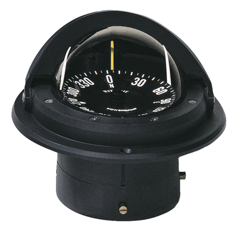 Ritchie F-82 Voyager flush mount marine compass in black with 3-inch PowerDamp flat dial
