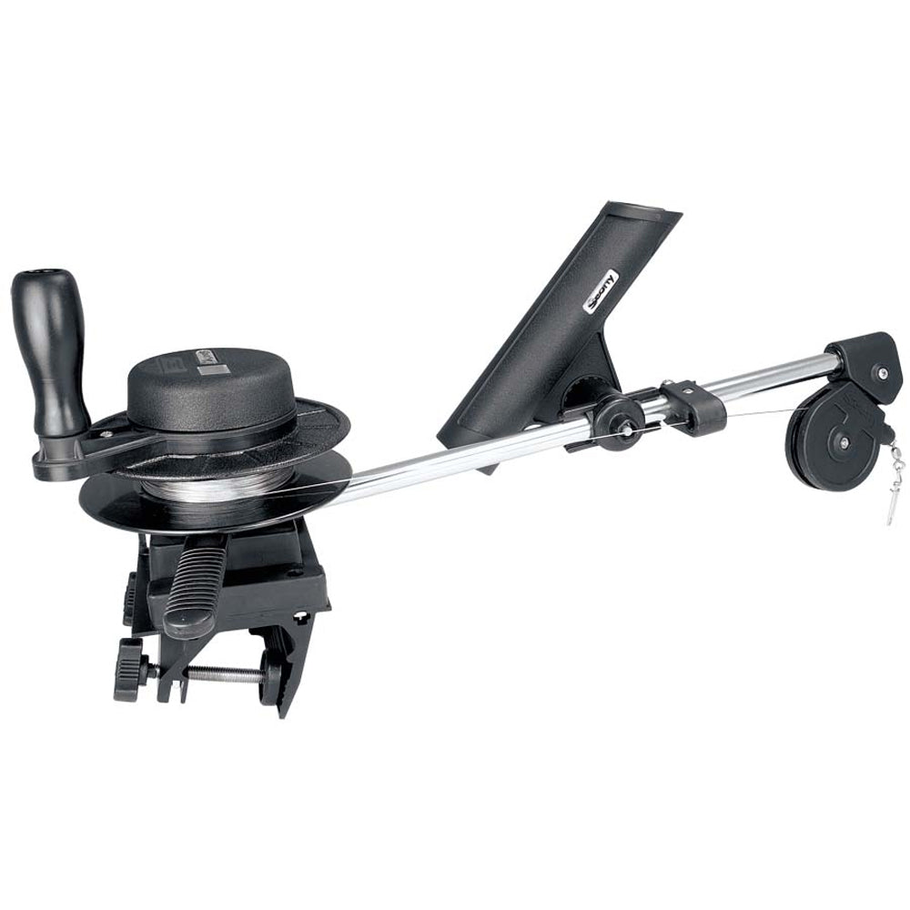 Scotty 1050 Depthmaster Masterpack manual downrigger with 1021 portable clamp-on bracket and 23-inch stainless steel boom