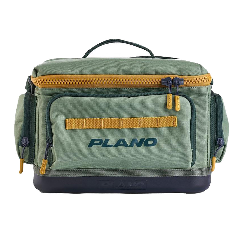 Plano Weekend Tackle Bag 3600 in Moss with molded waterproof base and die-cut tool sleeves