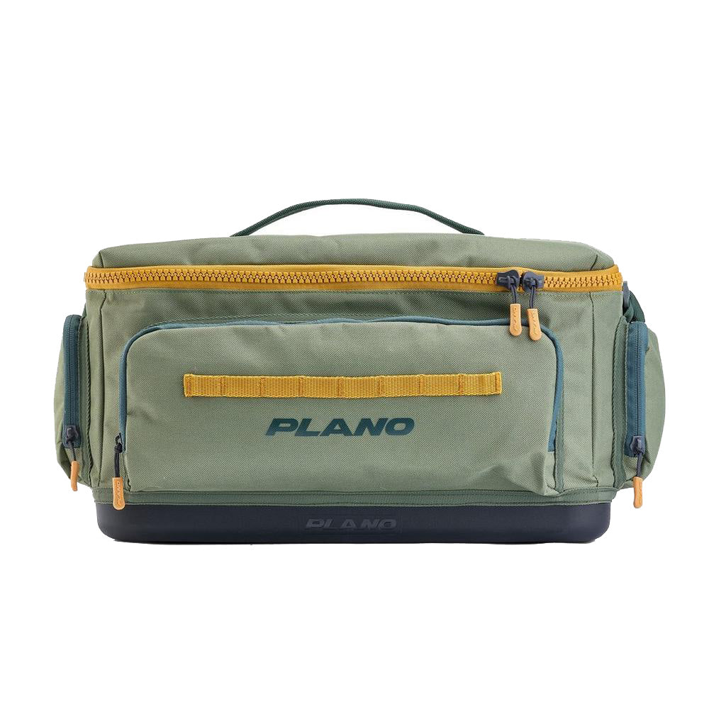 Plano Weekend Tackle Bag 3700 in Moss with molded waterproof base and die-cut tool sleeves