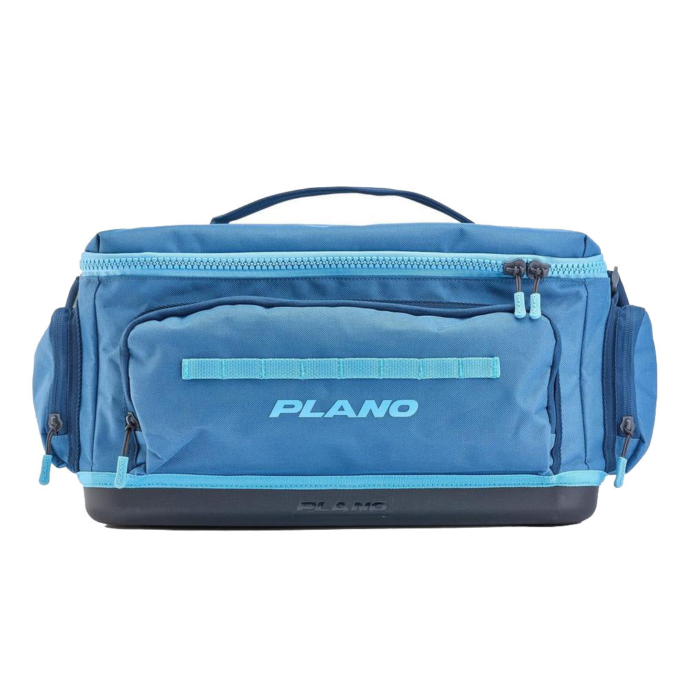 Plano Weekend Tackle Bag 3700 in Wave colorway with molded waterproof base and die-cut tool sleeves