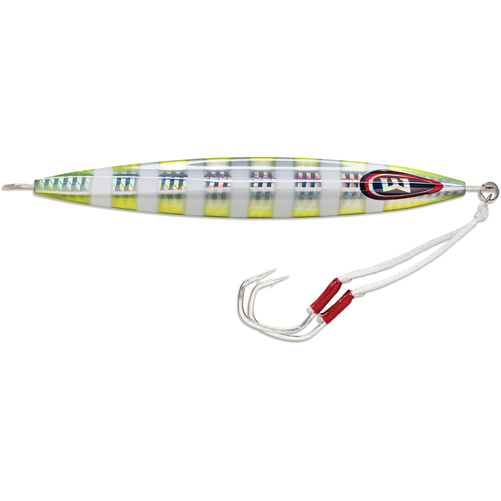 Williamson Kensaki 220 Jig 6.75-inch 7-3/4oz Chartreuse Blink slow-pitch saltwater fishing jig