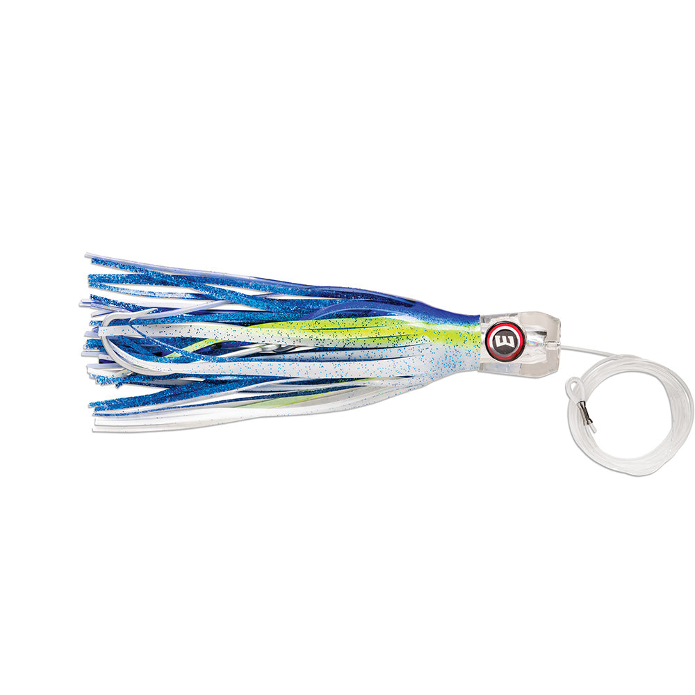 Williamson Big Game Catcher 8 8.25 inch trolling jig in Mahi color with holographic foil skirt and VMC hook