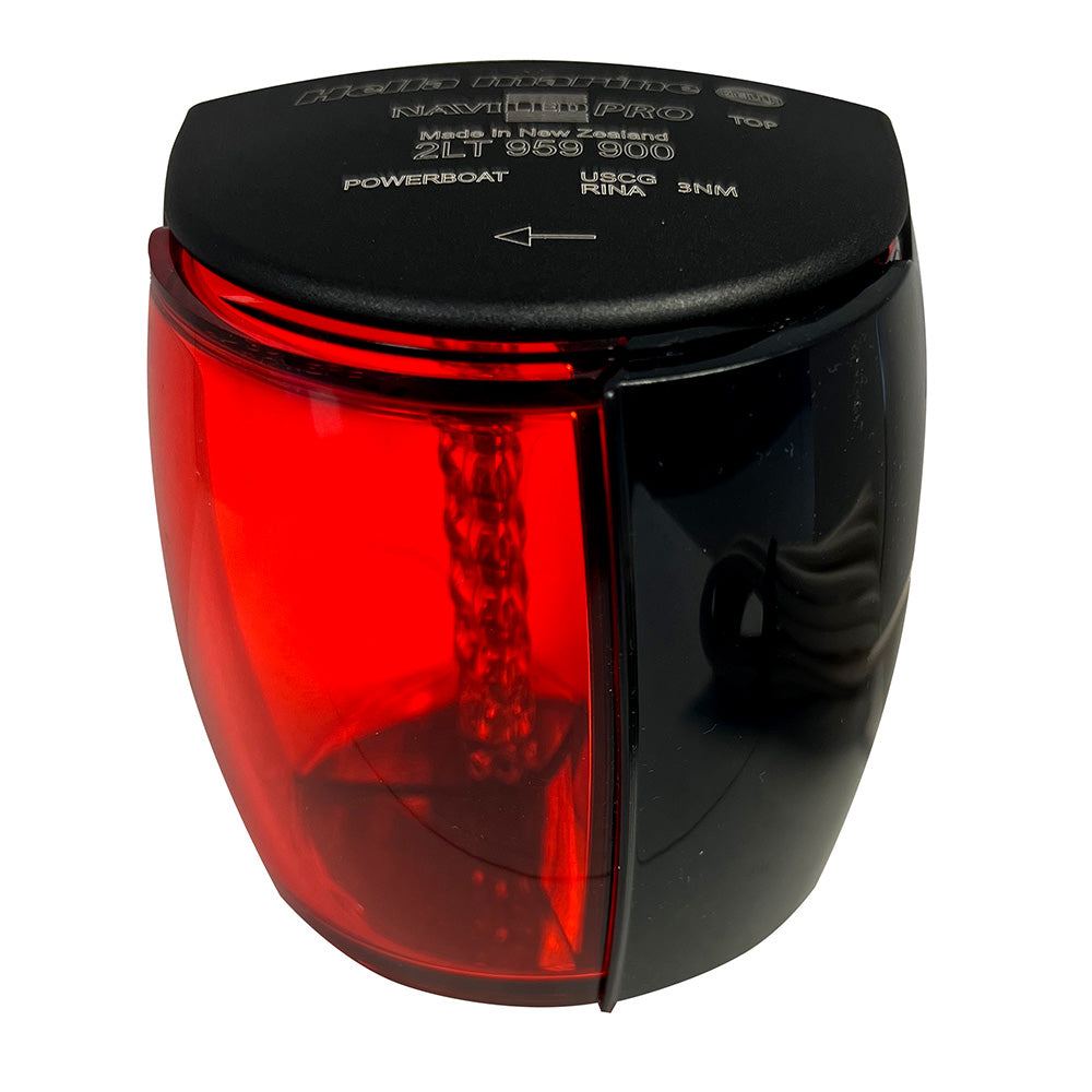 Hella Marine NaviLED PRO black port navigation lamp, 3NM, IP67-sealed, Multivolt 9-33V DC