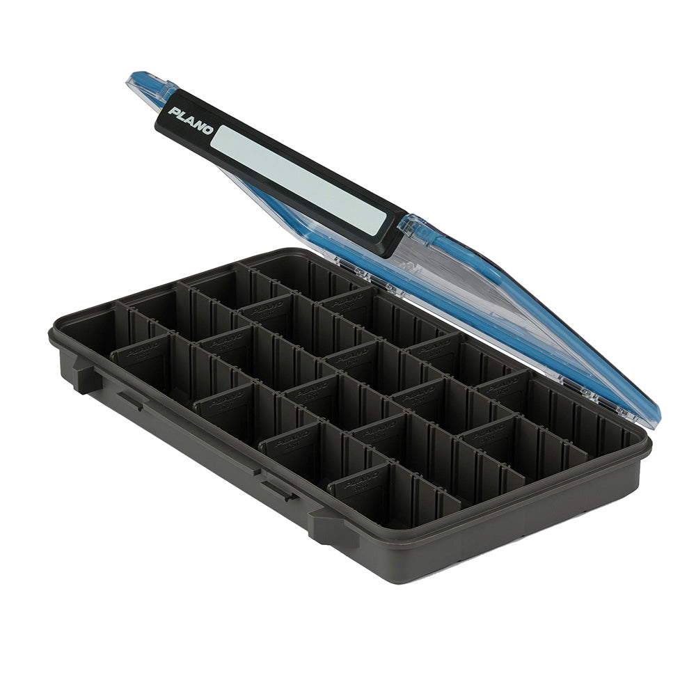 Plano Waterproof Stowaway 3700 tackle box with clear lid and adjustable dividers