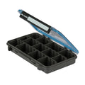 Plano Waterproof Stowaway 3600 tackle box with transparent lid and adjustable dividers
