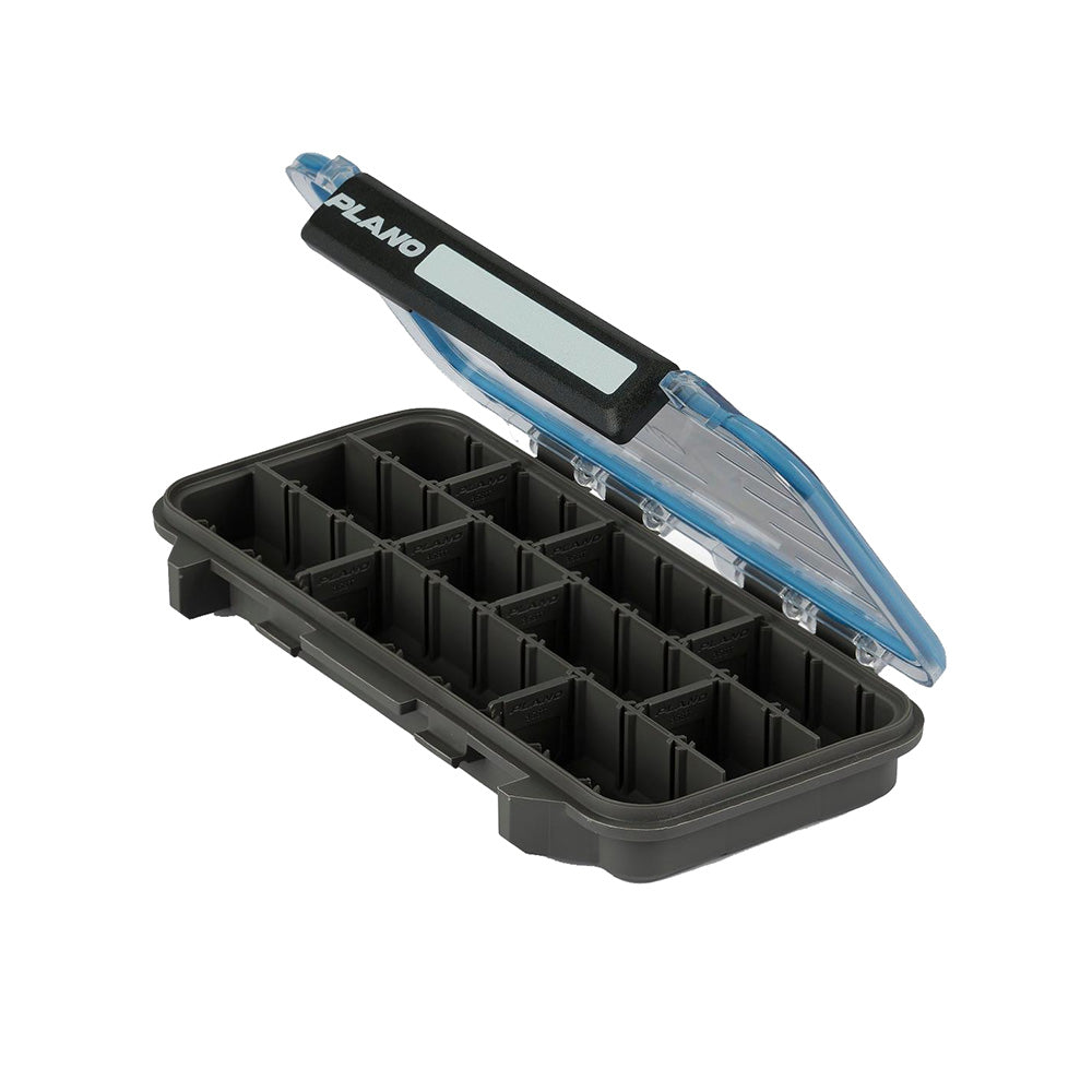 Plano Waterproof Stowaway 3500 tackle tray with transparent lid and adjustable dividers