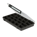 Plano Stowaway 3700 tackle storage tray with transparent lid and adjustable divider compartments