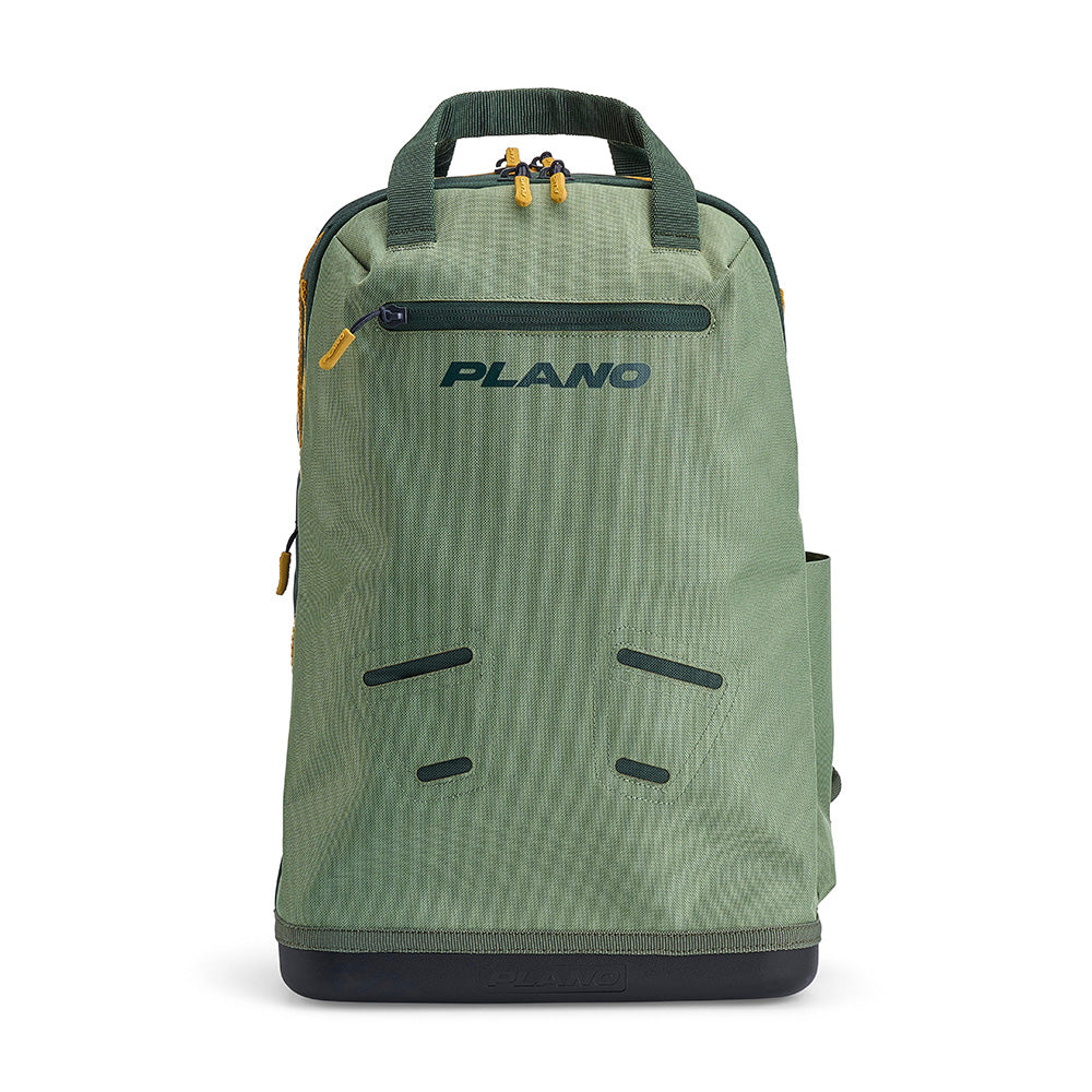 Plano Weekend Tackle Backpack in Moss with molded waterproof base and multiple organized compartments