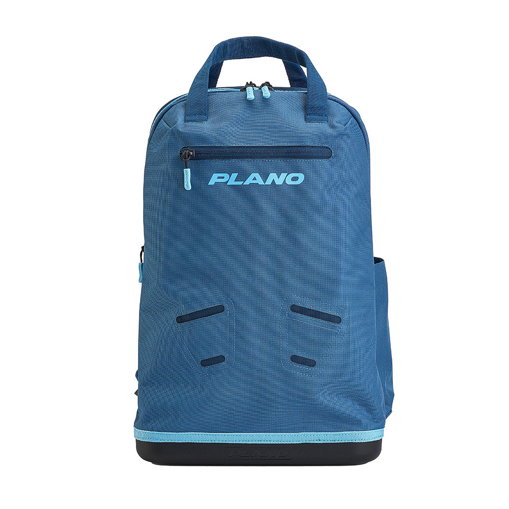 Plano Weekend Tackle Backpack in Wave colorway with molded waterproof base and StowAway-compatible compartments