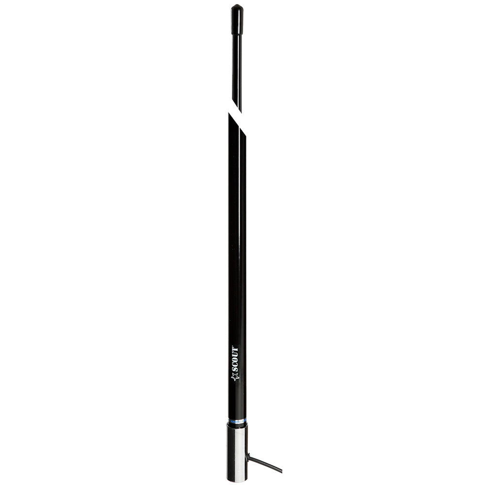 Scout 8' Black VHF Antenna 6dB Stainless Steel Ferrule w/5M RG-58 Coax Includes PL-259 KS-42