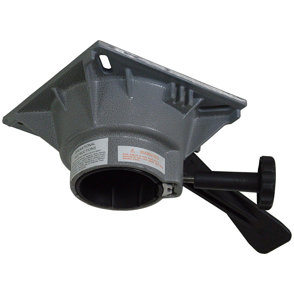 Springfield 2-7/8 inch Trac-Lock III locking boat seat swivel with powder-coated aluminum finish and central tension knob