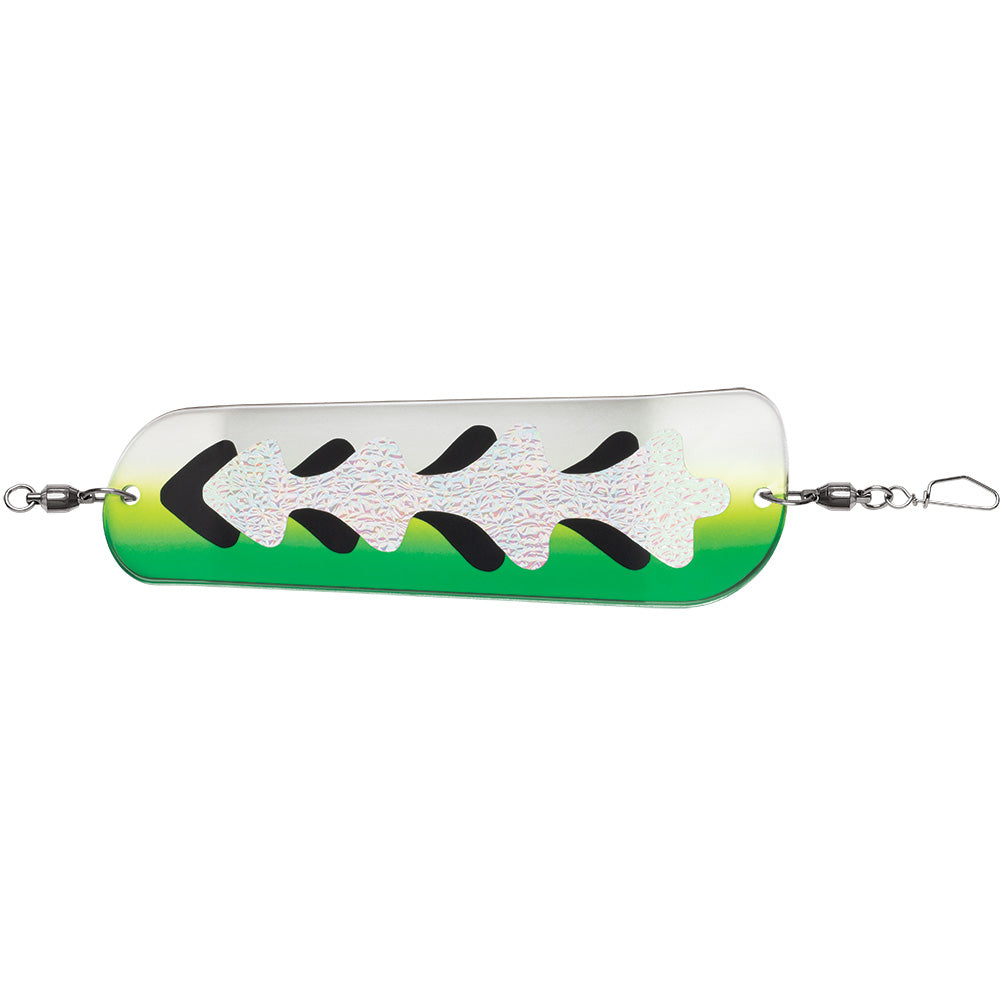 Luhr-Jensen Money Roll Flasher 11 inch Glow Biohazard UV bright finish trolling flasher