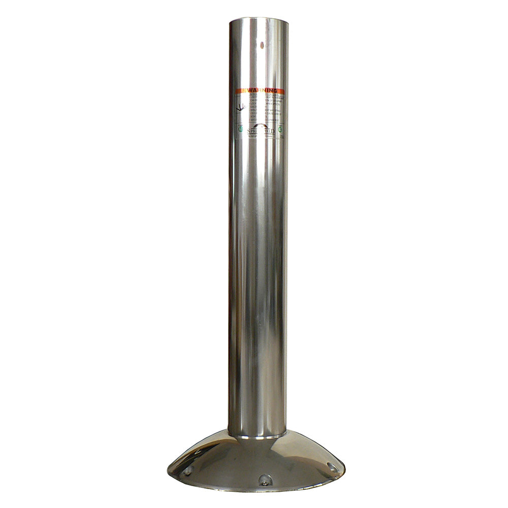 Springfield 4-inch Elite 30-inch fixed-height aluminum boat seat pedestal with polished finish and 12-inch round base