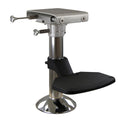 Springfield 4 inch offshore fixed-height helm pedestal package with Workhorse slide swivel and flip-up footrest