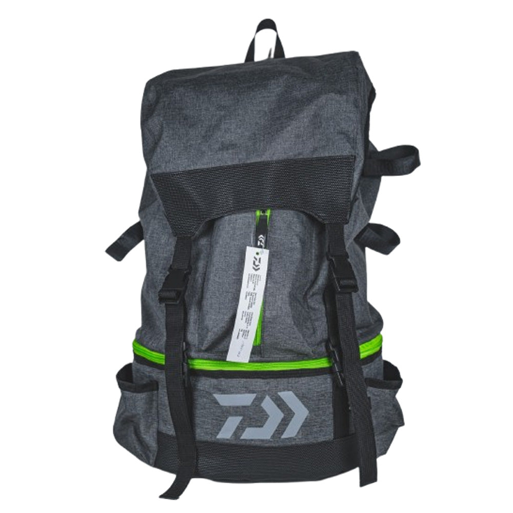 Daiwa D-Vec 32-quart cooler backpack with bottom cooling compartment and side rod mounts