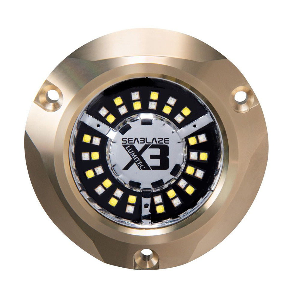 Lumitec SeaBlaze X3 LED Underwater Light bronze housing dual color white blue surface mount