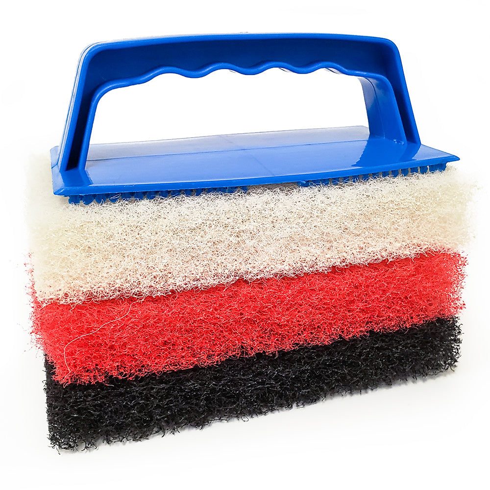 Star brite Large Multi-Texture Scrub Pad Kit with interchangeable handle and three grits
