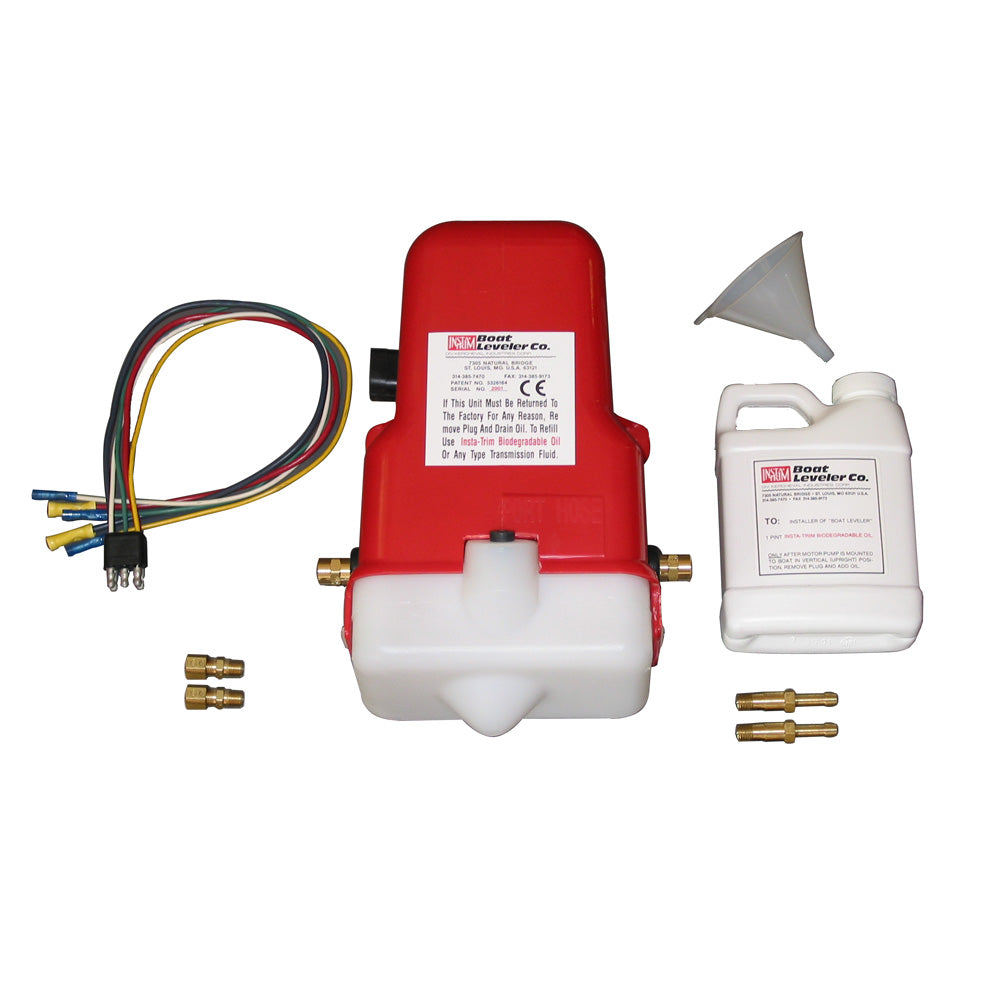Boat Leveler Universal Motor Pump for 12-volt trim tab systems with solenoid valves and wire harness