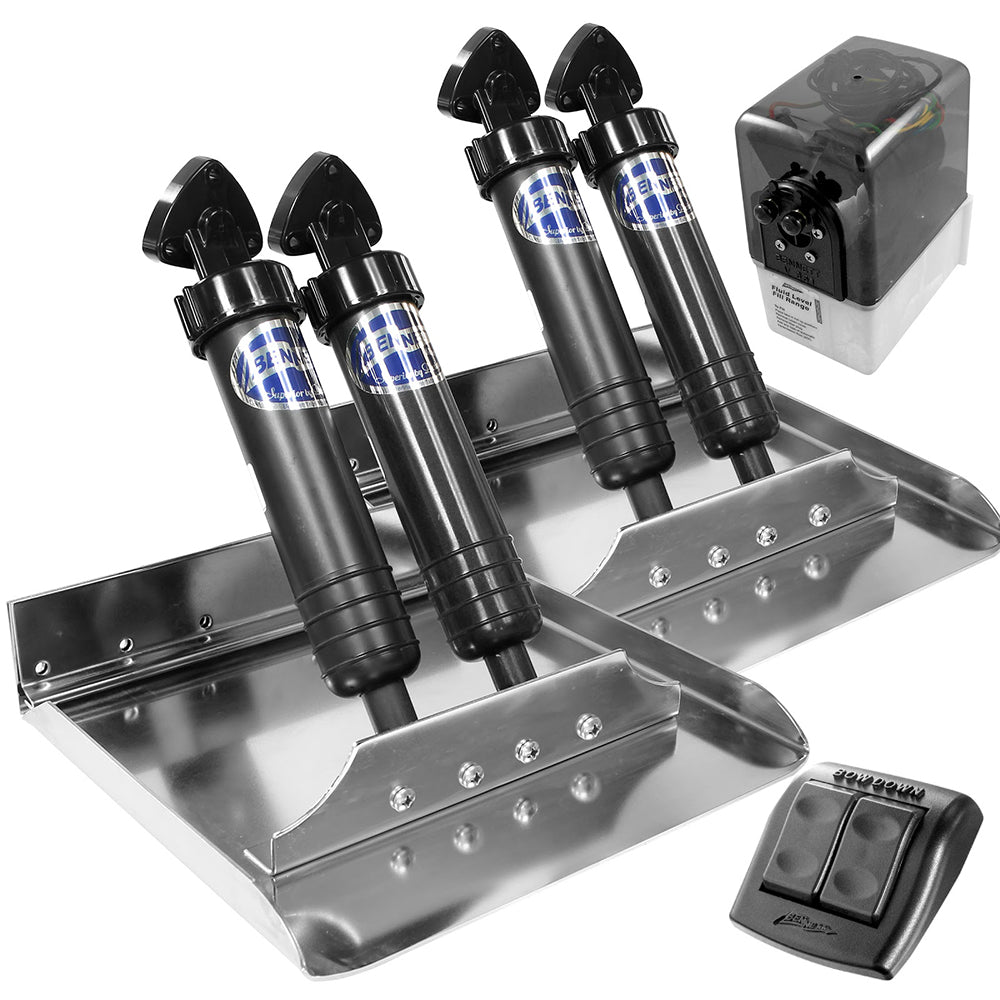 Bennett Marine 12x12 Sport Tab hydraulic trim tab system with stainless steel planes and dual actuators